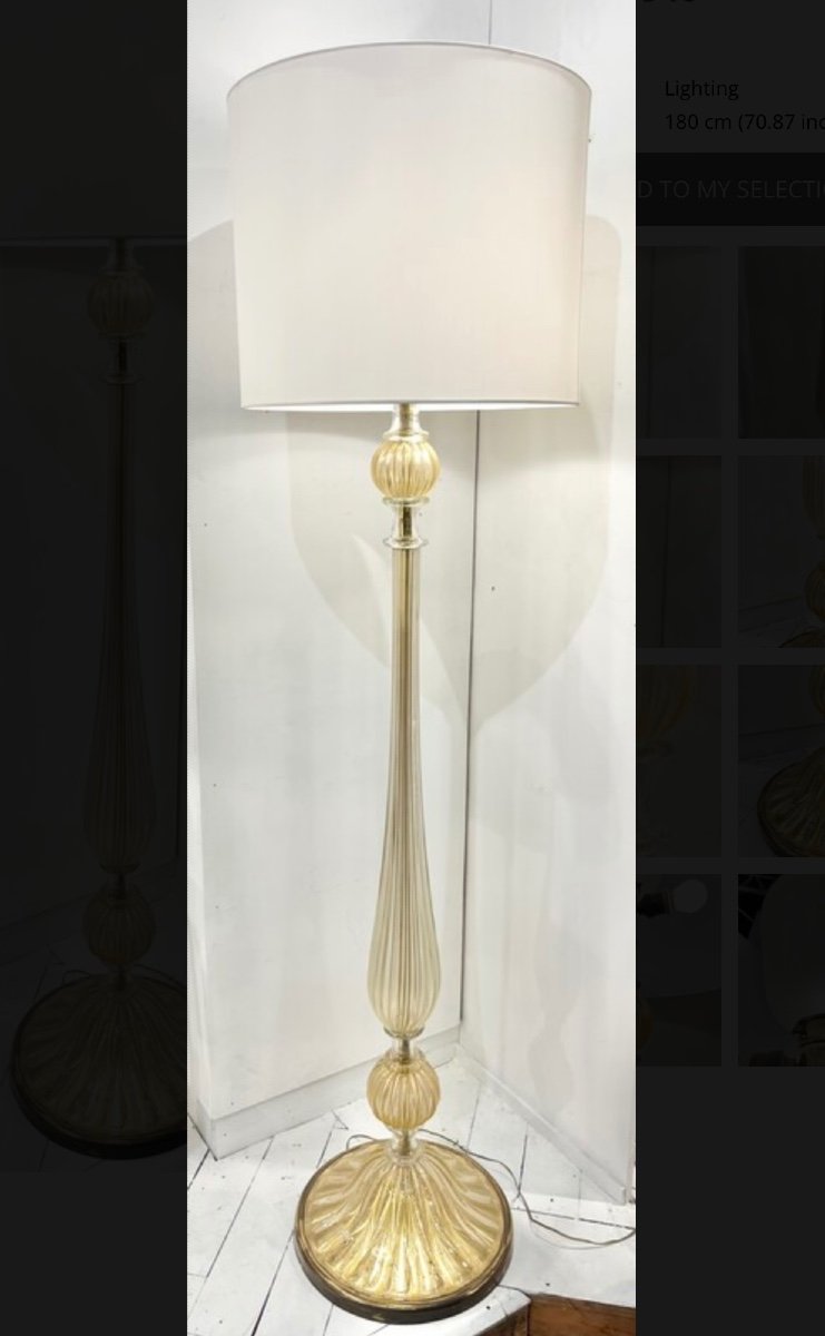  Venice Glass Floor Lamp, Seguso Vetri d'Arte, Circa 1940